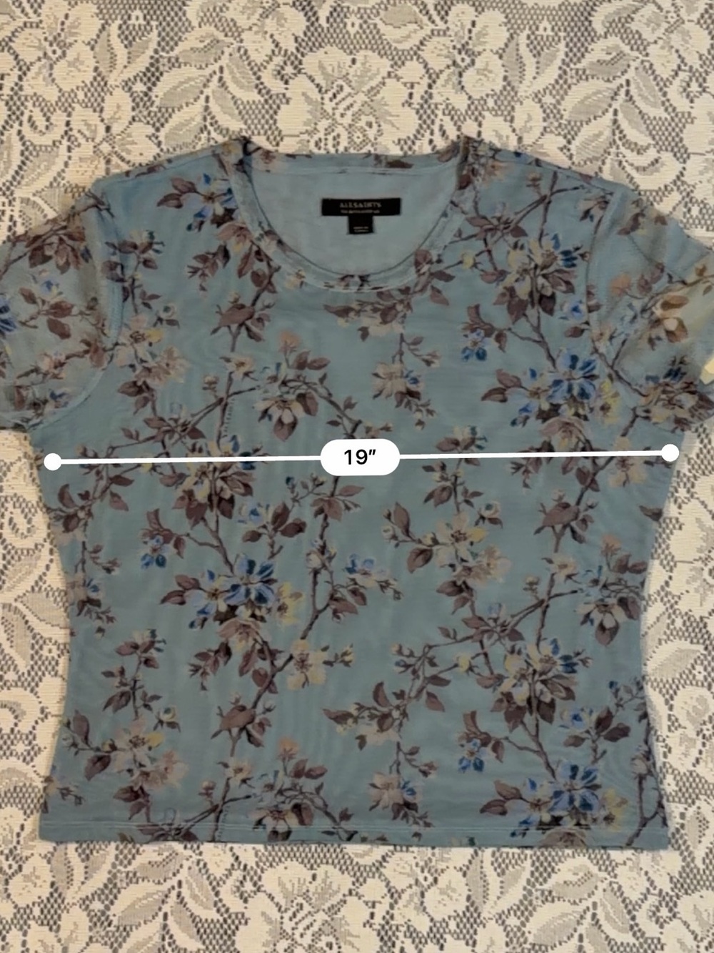All Saints Ellie Mesh Tee in Vine Lake Blue - Picture 9 of 15